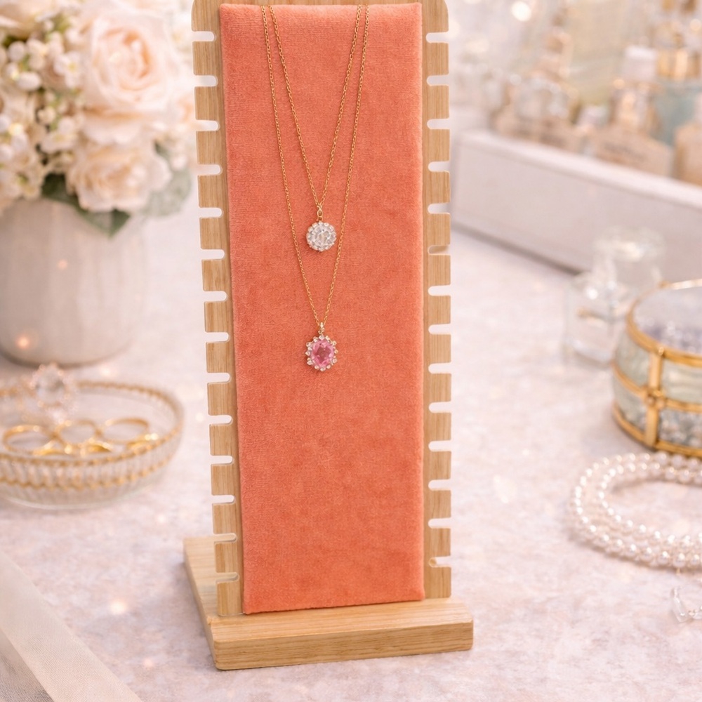 Elegant Necklace or Bracelet Jewelry Stand, Coral Light Pink Color NWOT